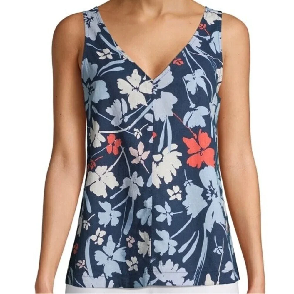 Time&Tru‎ Floral V-Neck Woven Tank Top Medium 8-10 - Picture 2 of 16